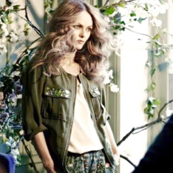 H&M Jackets & Blazers - H&M Conscious Collection Green Jeweled Zip Jacket